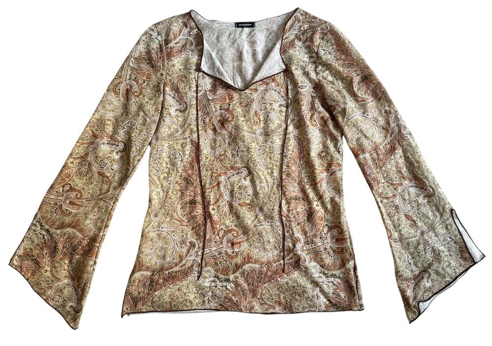 Vintage Y2K Top Fairy Grunge Ren Faire Boho Cosplay Hippie Festival Mesh Paisley